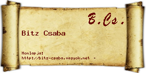 Bitz Csaba névjegykártya